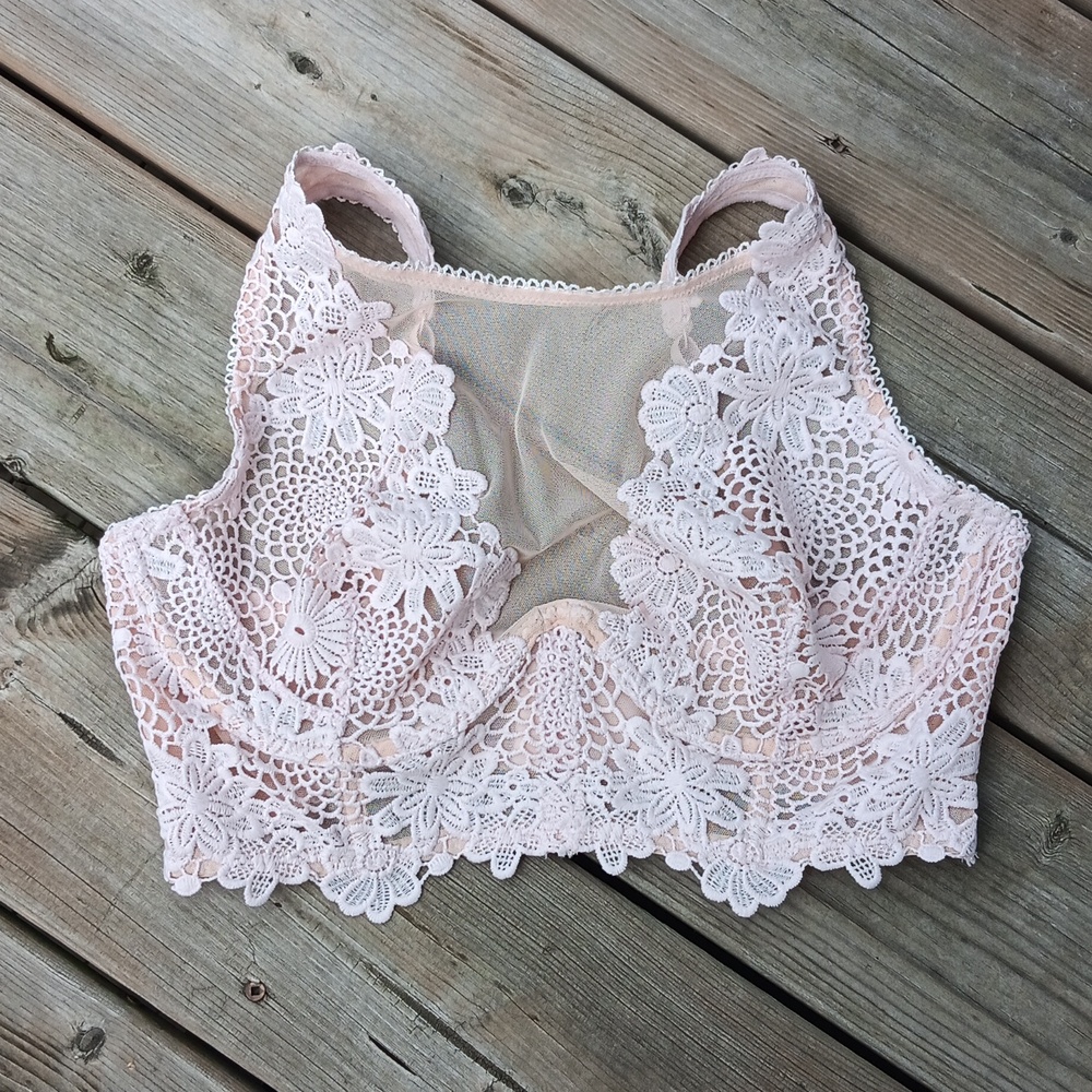 Victoria's Secret Pale Pink Floral Lace Bralette